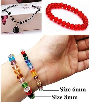 حبات زجاجية من Briolette مقاس 6 مم من حبات Rondelle Crystal ، حبات DIY للحرف اليدوية للسوار متنوعة 24 لونًا مع صندوق حاويات (إجمالي 1200 قطعة)