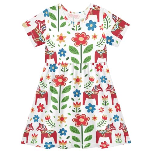 Aflyko Fun Cool Girls' Short Sleeve Dress Toddler Everyday Dresses
