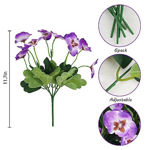 Agusbagli 6 Bundles Artificial Flowers Pansy thumb #4
