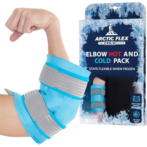 Arctic Flex Elbow Ice Pack Wrap for Tendonitis & Tennis Elbow - Reusable Ice Pack for Elbow with Cold Compression & Adjustable Straps - Sleeve for Injuries & Pain Relief (Blue)