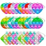 TOANWOD 30PCS Party Bag Fillers for Kids: Party Favours Pop Bubbles Fidget Toys - Mini Pop Poppet Keyring Pinata Fillers - Multipack Birthday Class Gifts for Girls Boys