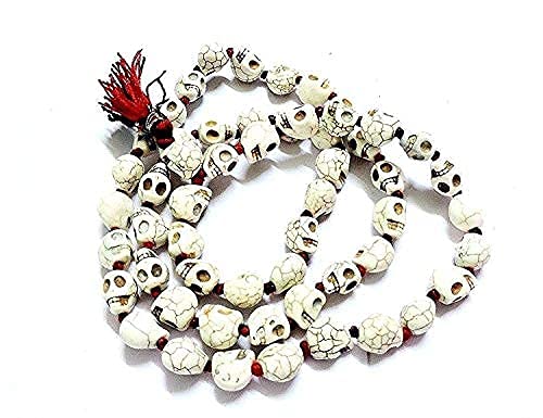 FIRMUS Stone Carved Beads Indian Goddess Kali Prayer Mala (White) (10-12MM)-image-8