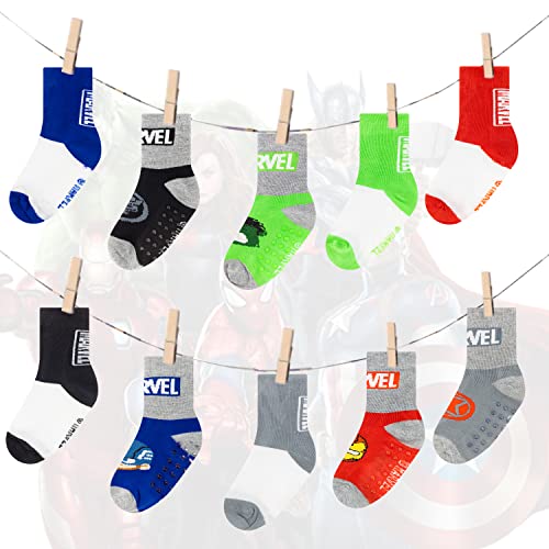Image of Spiderman Grip Socks, Socks for Toddler Boys, 10 Pack, Spider man Toddler Gripper Socks, Amazing Spiderman Variety Pack