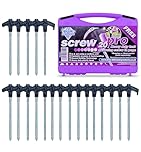 Blue Diamond Heavy Duty Screw Tent Pegs - Pack of 20 | Hard Ground Tent Pegs, Camping Pegs | Rustproof Galvanized Steel (Carry Case)
