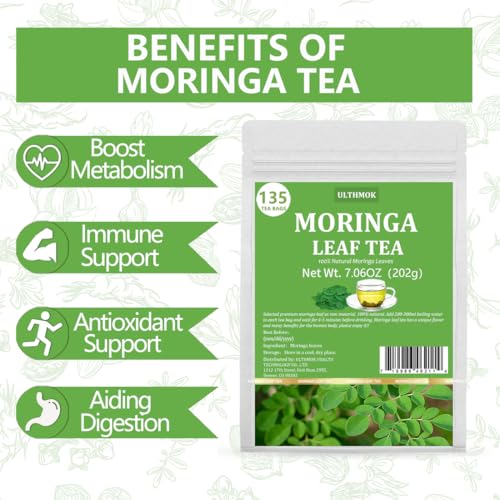 Premium Moringa Tea,135 Tea Bags/7.15OZ,100% Pure Moringa Leaves,Natural & No Additives. - Image 6