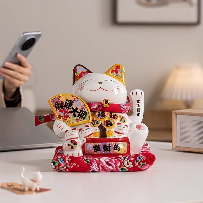 Lucky Cat Waving Arm Fortune Cat Statue,Maneki Neko Beckoning Fengshui Wealth Cat for Welcoming for Shop, Home,Copany,Birthday Gift,Business Opening,1PC - Image 7