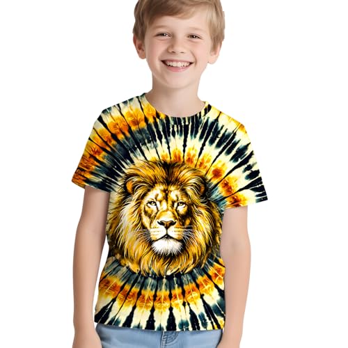 Image of Kids Neon Tie Dye Shirt for Boys Girls Tie-Dye T-Shirt Hippes Tshirt Senior Children Tee Size 6-16 Years Age