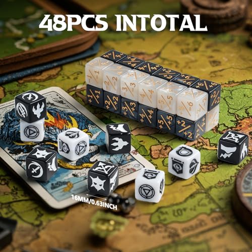 48-teiliges Würfel-Set mit Schlüsselwörtern, MTG-Würfel, 1/+1 Zähler, Bulk-Statistiken, Würfel-Set für Magic The Gathering, MTG, TCG, Kartenspiele, Zubehör (mehrfarbig)