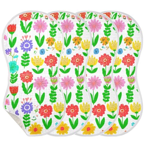Baby Burp Cloths, Soft Absorbent Burping Cloths for Babies, Cotton Milk Spit Up Rags, Large Size for Newborns, Baby Boys and Girls (Spring Floral Pattern)3