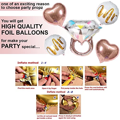 Image of Party Propz Bride To Be Decorations Set Combo Foil Balloons -Pack Of 5Pcs Bride To Be Rose Gold Foil Balloons | Bridal Shower Decorations Kit | Bachelorette Party Decorations | Bride To Be Accessories
