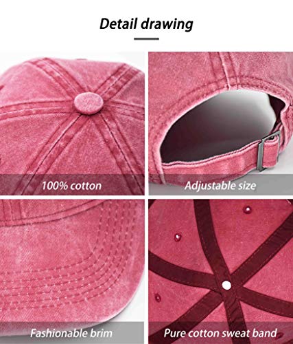 Image of 3 Pack Vintage Washed Cotton Adjustable Baseball Caps for Men Women Unstructured Low Profile Plain Classic Dad Hat