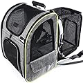 pecute Cat Carrier Dog Backpack Expandable, Portable Breathable Rucksack with Front Opening-Mesh Window-Pockets, Extendable Back More Space Great For Carrying Puppy Dogs Cats Up to 10KG