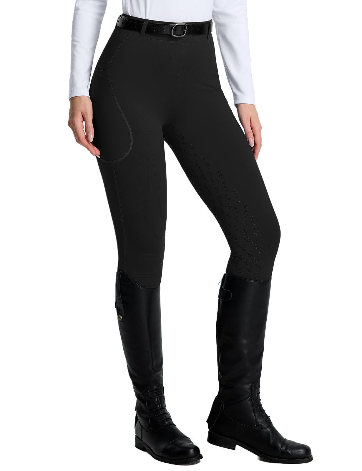 baleaf Leggings de equitación para mujer, pantalones de equitación para mujer, mallas ecuestres de asiento completo, agarre de silicona, para invierno, con bolsillos