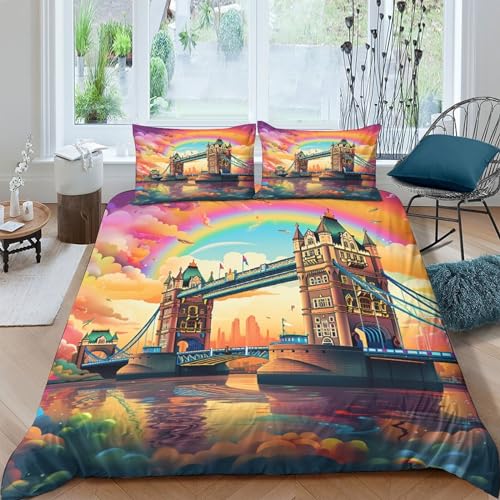 Housse de couette imprimé 3D Pont de Londres en microfibre de qualité supérieure King - 2