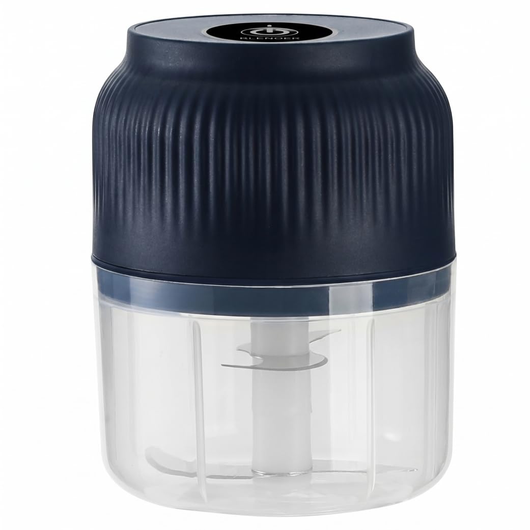 Nuss-Zerkleinerer Elektrischer Knoblauchzerkleinerer, 4 Klingen, kabelloser Knoblauchwolf, 300 ml Mini-Küchenmaschine für Nuss, Chili, Babynahrung (Blau)