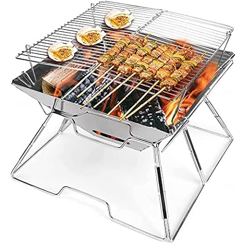Outdoor Fire Pits, Small Portable Folding Campfire Grill, 31x31cm Grill Fire Pit, Wood Stove Burner with Carrying Bag for Outdoor Backpacking Hiking Backyard Garden BBQ Cover