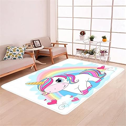 PEIHUODAN Alfombra Infantil Unicornio Arcoíris Esponja Franela Cover