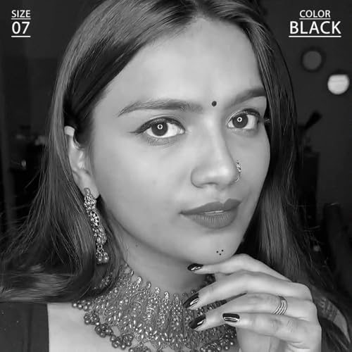 Image of PERPAA Premium Velvet Sticker Kumkum Bindi Box of 15 Flaps - Pottu for Women,Ladies, Girls (Size 7, Diameter 4mm, Black)