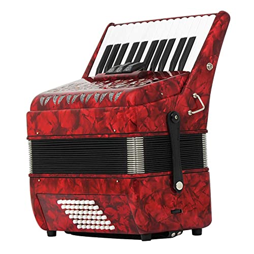 Acordeón de piano profesional de 26 teclas y 48 bajos, con bolsa de almacenamiento con correa retráctil, para amantes de los instrumentos musicales, puesta en escena (color: rojo)