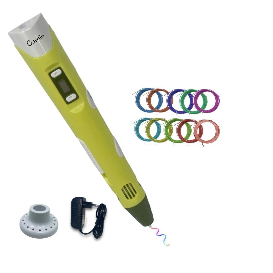Parmo 3D Pen for Kids | 3D Pen with Adapter & 5 PLA 5 mtr (Yellow)-picture-10