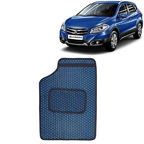 Image of Kingsway Dotted Design Car Floor Foot Mats Universal Fit for Maruti Suzuki S Cross, Model Year : 2014-2017, Water and Dustproof, Color Blue, Set of 5 Pieces