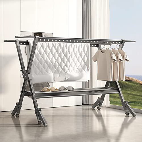 Étendoir à linge extensible pour optimiser l'espace du balcon ou du salon après la lessive