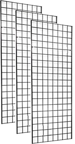 Commercial Grade Grid Panel for Retail Display 2' x 6' Packed 3 per Carton, Black Powder Coat