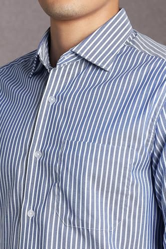 Image of Louis Philippe Men's Easy to Iron Everyday wear Premium Cotton Full Sleeve Stripe Formal Shirt