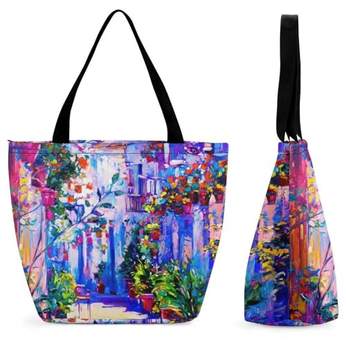 Sac à main pour femme aquarelle grand sac à bandoulière en toile voyage