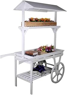Wrobelax Carro de caramelos para decoración de fiestas, para exteriores, 53 x 24 x 67 pulgadas, para decoración del hogar y jardín (color: blanco)