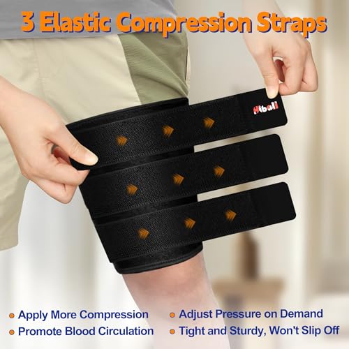 hiball adjustable thigh and hamstring compression sleeve with 3 pressure straps thigh brace for women men non-slip hamstring compression wrap quad support bandage upper leg brace for pulled groin