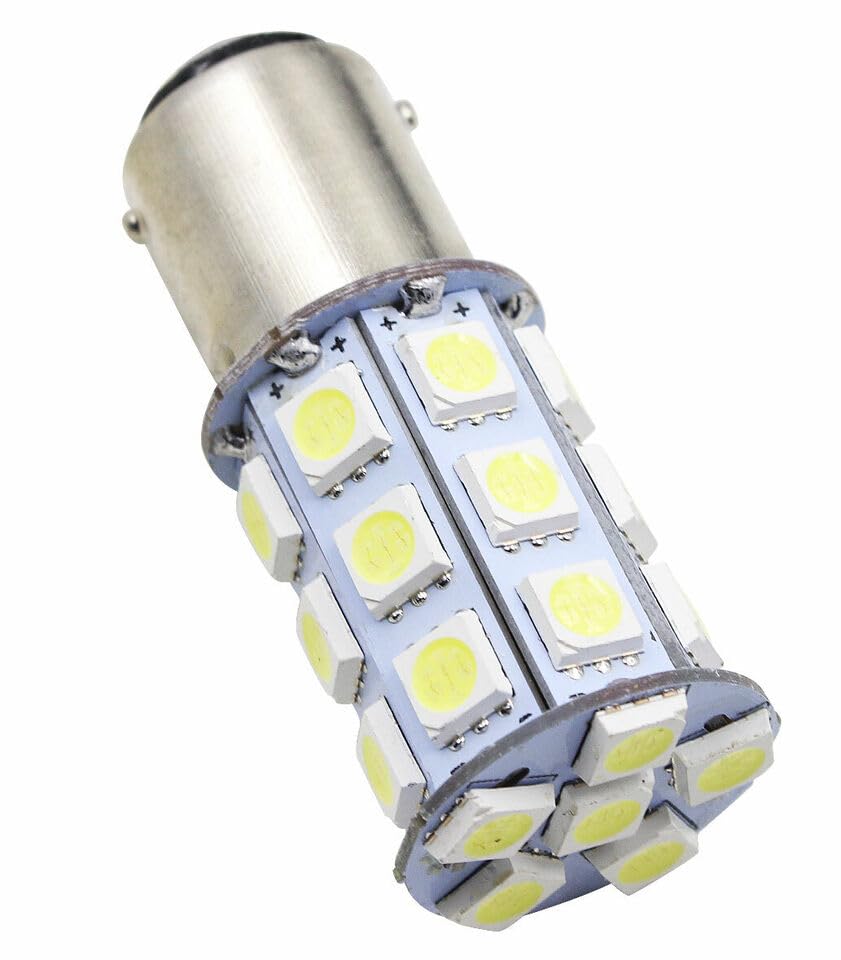 White BA15D 5050 27 SMD RV Camper Trailer Brake LED Light bulbs 1076 1004