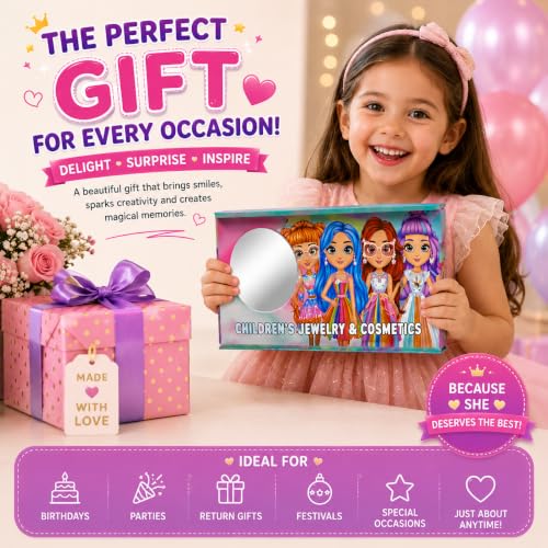Image of PLUSPOINT Kids Makeup Kit for Girl, Washable Makeup Set for Girls, Real Makeup for Kids, Girl Toys Princess Children Play Makeup Kit with Lights and Accessories Gifts for Girls Age 4+Year Old Kids