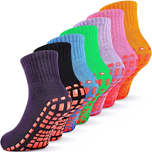 Ldcdey Trampoline Socks Non Slip Yoga Socks With Grips Women Anti-Skid Socks Sticky Grippers Socks For Pilates Ballet Barre Yoga (Color : A, Size : 29-34 Size) #TOP1