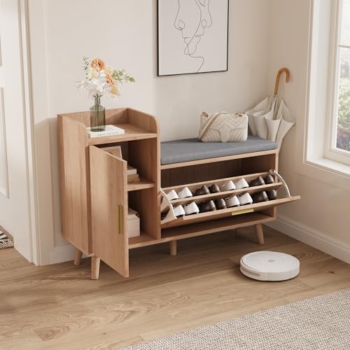 Meuble à chaussures en bois moderne avec 2 tiroirs de rangement chic - 4