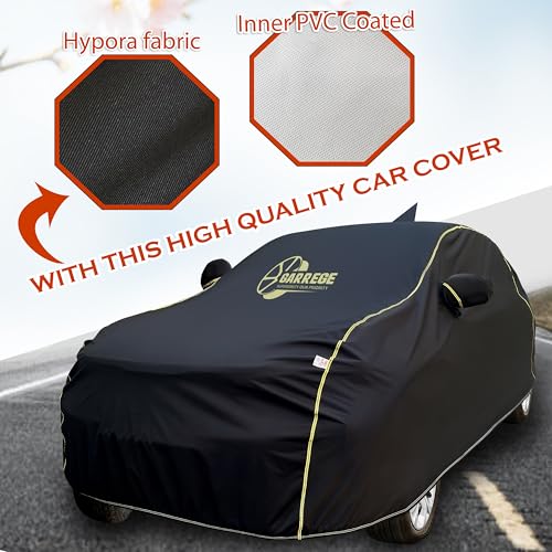 Image of Reflector Waterproof Car Cover for Kia Seltos 2026 Model with Mirror & Antenna Pocket | All Weather Protection | Washable Fabric | Black Color