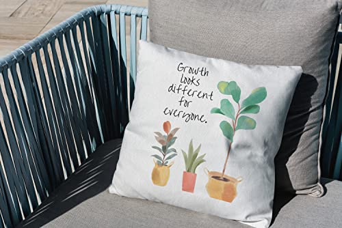 Mental Health Growth Looks Different For Everyone Throw Pillow Case 18″×18″, Lovely Potted Plant Decorative Cushion Cover For School Therapy Office Counseling Room Home,Gifts For Teens Girls Kids #TOP2
