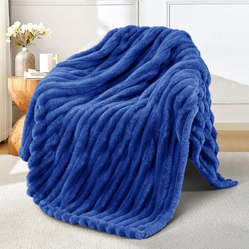 Exclusivo Mezcla Azúl Cobalto Manta Sofá - Manta Franela para Cama, Manta Polar, Doble Cara Suave, Fácil Cuidado y Ultra Ligera, Todas Estaciones, 130x150 CM