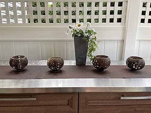 Ck Home Coconut Candleholder Set Of 2 Tealight Candle Holders Plus 2 Flameless Candles, Cocoflower Design, Brown. #TOP6