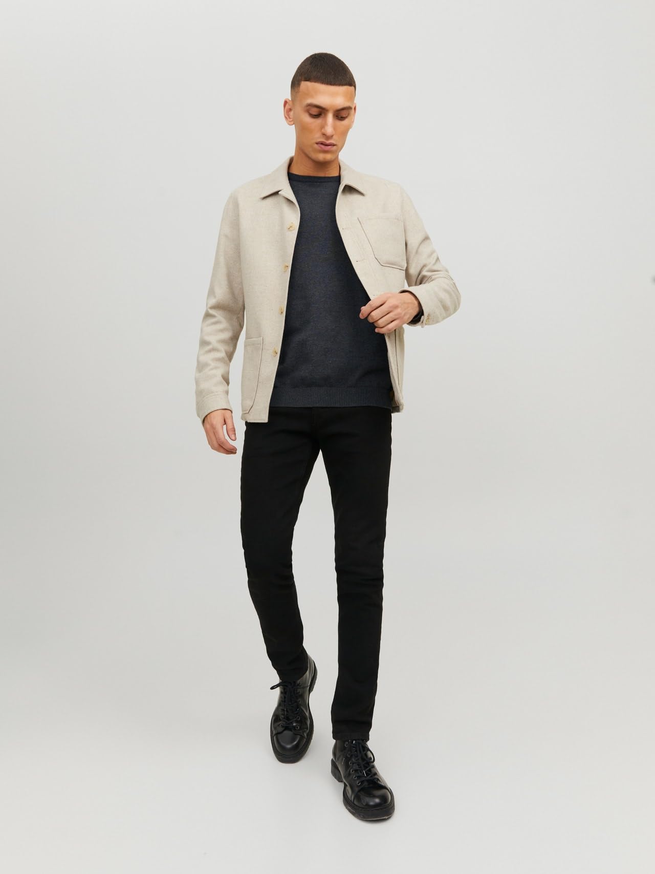 JACK & JONES Male Strickpullover Einfarbig Strickpullover