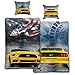 Produktbild Ford Mustang Bettwäsche Legend Gelb / Blau 135 cm x 200 cm + 80 cm x 80 cm Stang Pony-US-Muscle-Car 100% Baumwolle in Renforcé-Linon-Qualität Shelby GT 2 Motive Wendebettwäsche Reißverschluss 008