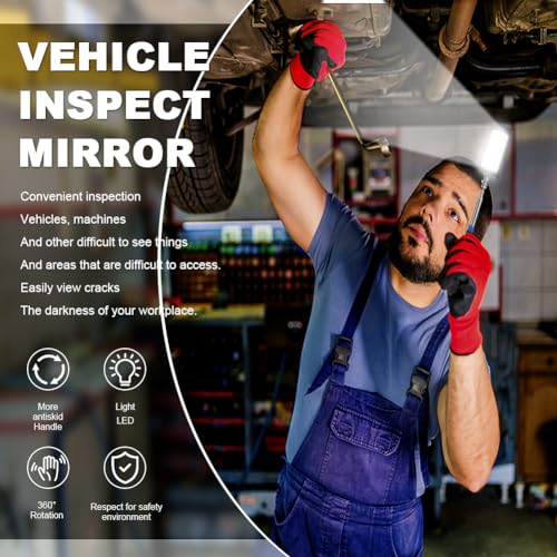 Ailao Inspektionsspiegel Teleskopierbarer LED-Beleuchteter Flexibler Verstellbarer Inspektionsspiegel 360-Grad-Schwenk-Verlängerungswerkzeug.