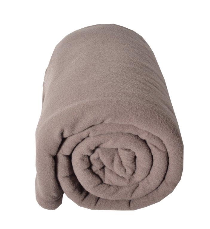 Couverture polaire Toison d'or 220x240 en maille Teddy dense couleur taupe