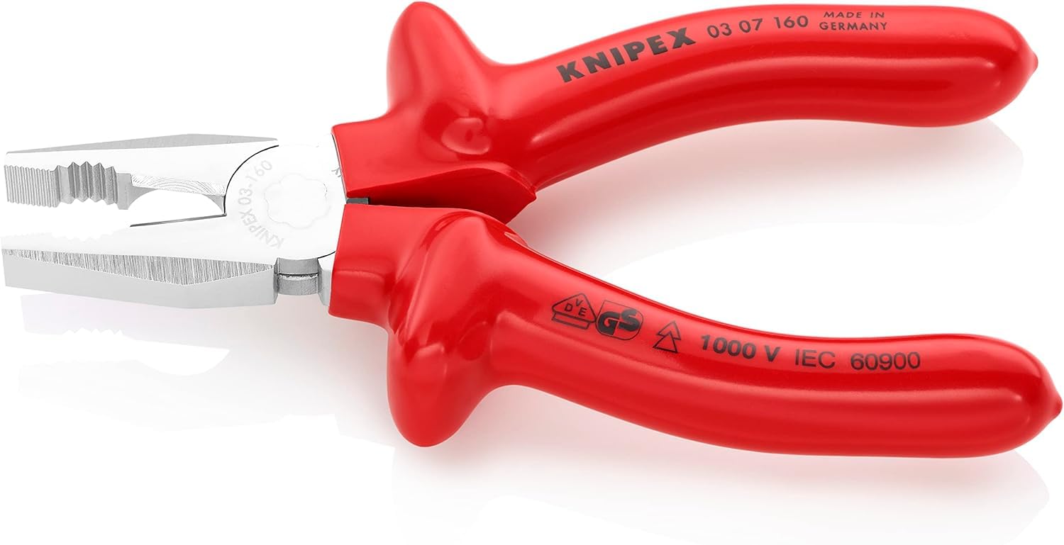 Knipex Szczypce uniwersalne chromowane, izolowane zanurzeniowo wg VDE 160 mm 03 07 160