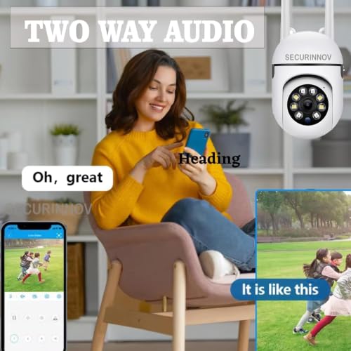 Image of securinnov 3MP Wireless PTZ Security Camera for Home Outdoor | Dual Antenna | 360 Pan Tilt | Night Vision | Two-Way Audio | Motion Detection | WiFi CCTV Camera with Mobile App V380 Pro (Mini PTZ)