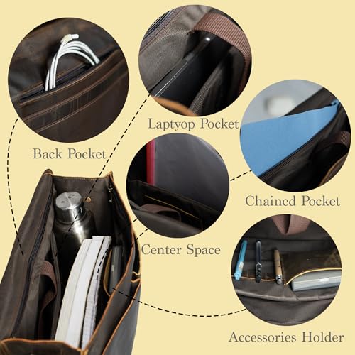 Leather Messenger Bags for Men and Women 16 Inch Laptop Office Briefcase Satchel3