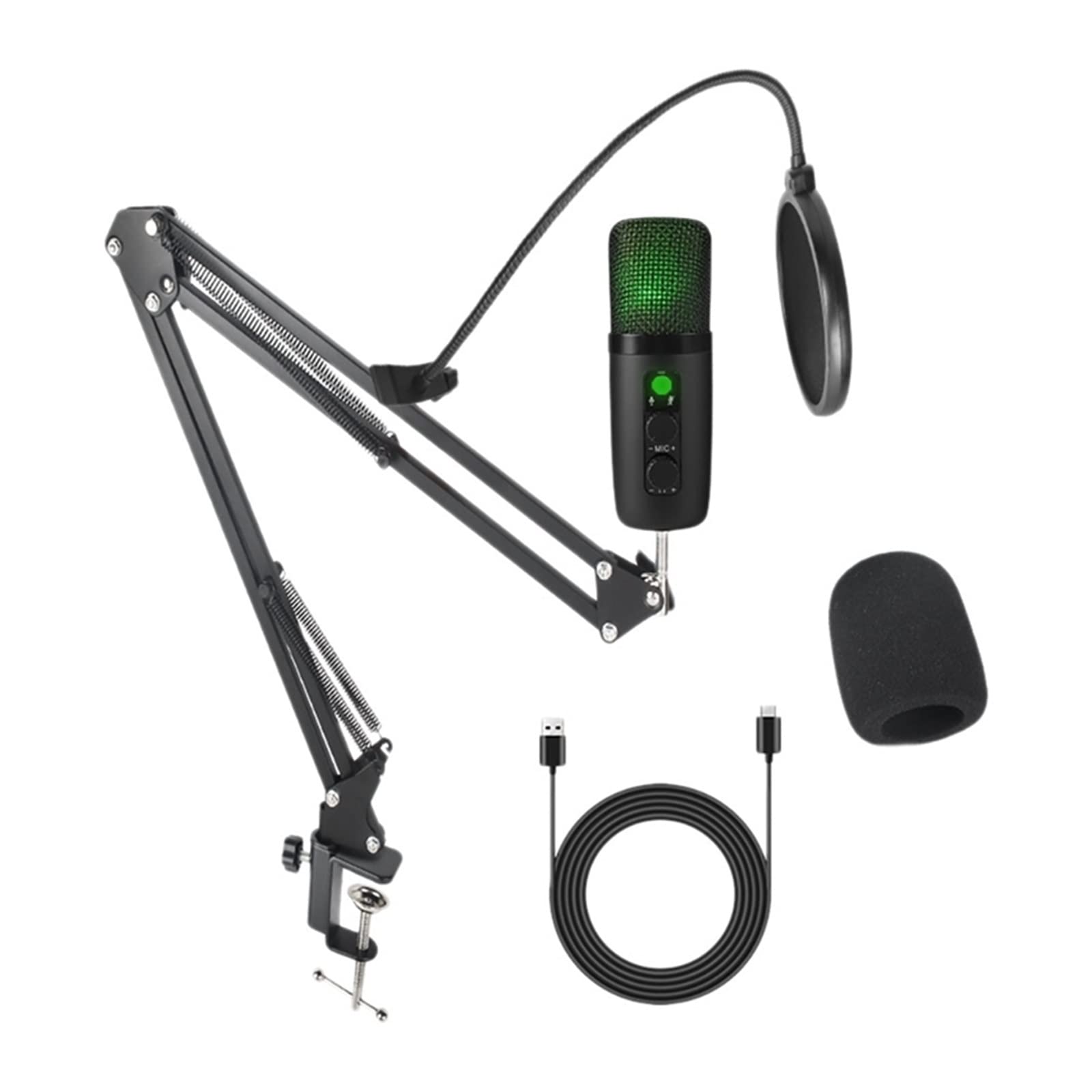Micro PC USB pour streaming et gaming avec réduction de bruit active et éclairage RGB