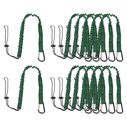 Image of MECCANIXITY Retractable Tool Lanyard 3ft with Single Aluminum Buckle and Adjustable Loop End, Maximum Weight Limit 10KG / 22lb, Safety Fall Protection Tools Leash, Dark Green 12 Pack