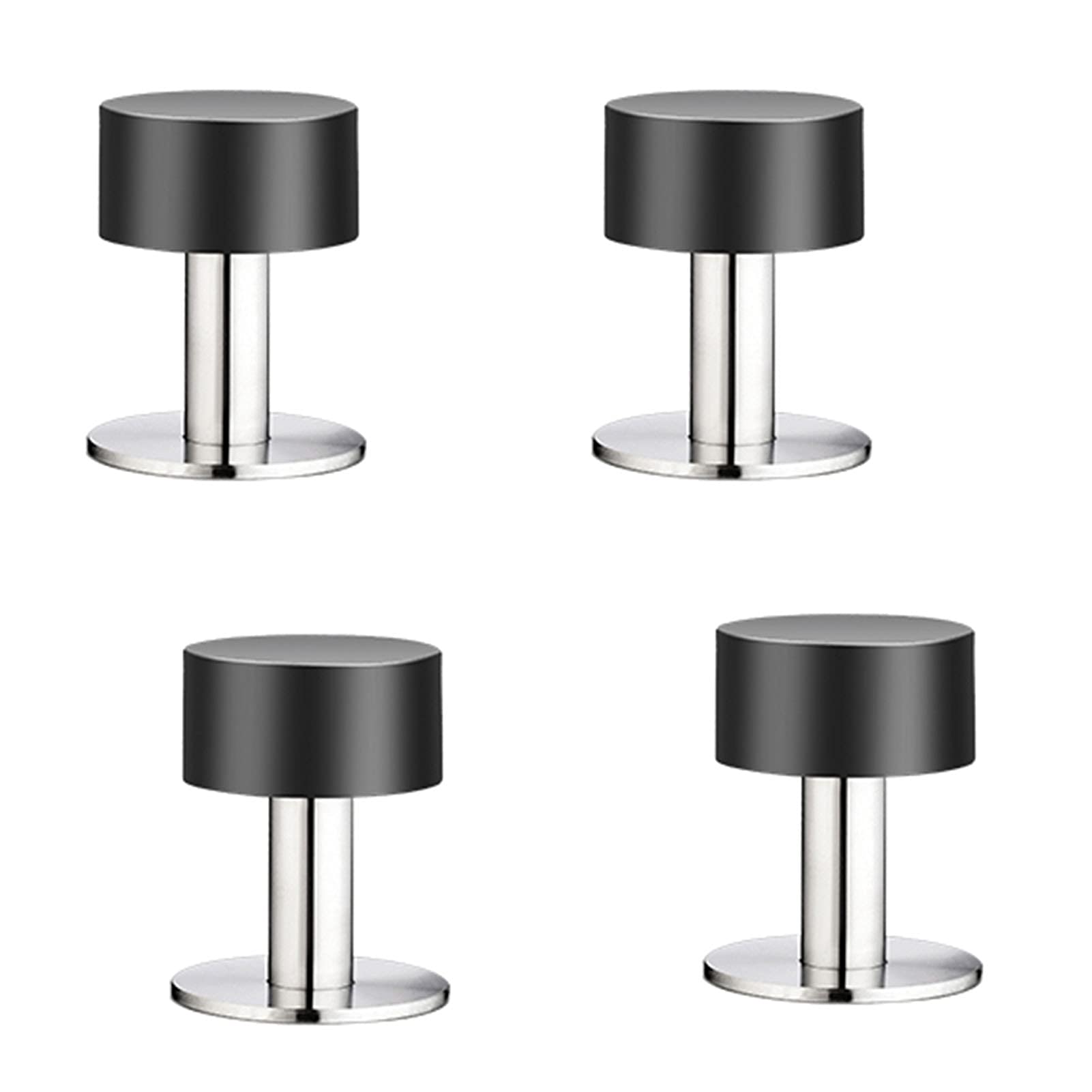 Ograniczniki drzwiowe, 4pcs,Odbojnik do drzwi montowany na ścianie odbojnik chromowany srebrny wytrzymały zderzak ze stali nierdzewnej gumowy(60mm)