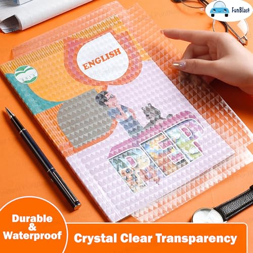 Image of FunBlast Transparent Sticker Book Cover Film - 16K Size -10 Each, Book Biding Cover, Waterproof School Textbook Protective Case Cover, Cut Self-Adhesive Book Cover Sticker (Transparent, 16K)